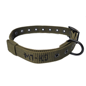 M1-K9 Garisson Collar, OD Green.  Adj. 12"-19" or 16"-26"