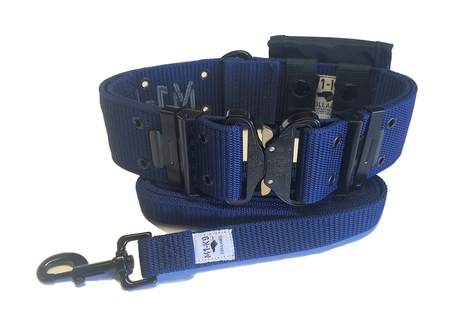 M1-K9 Collar, AustriAlpin Cobra Buckle, 6 ft. leash and Utility Pouch. Old  Glory Blue.