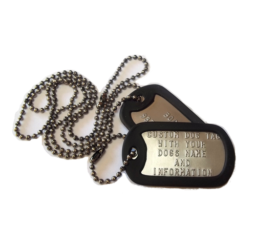 Military issue dog tags, custom dog tags, custom military issue dog tags with silencers