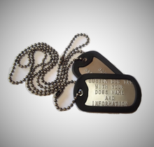 Load image into Gallery viewer, military dog tags, custom dog tags for army, personalized dog tag set, dog tags with silencers,