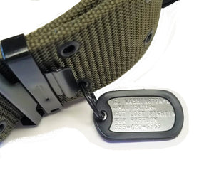military issue dog tag, military dog tag, military dog tag with silencer